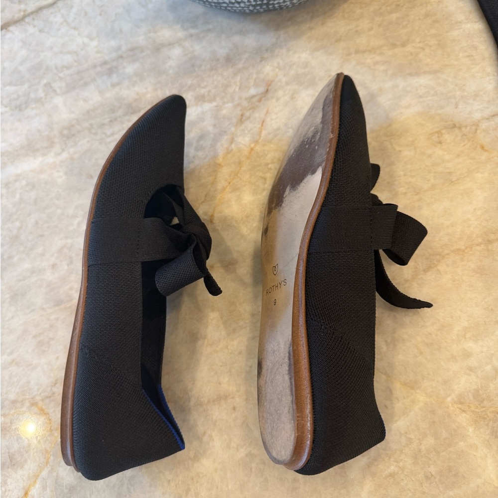 Rothy's Black Pointed Bow Flats - Picture 8 of 9